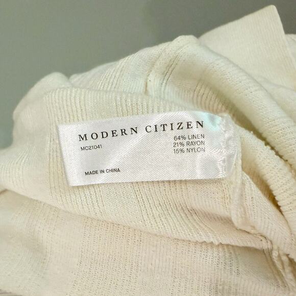 Modern Citizen Polo Dress Womens Size M/L Ivory Wide Ribbed Minimalist Modest - Picture 6 of 13